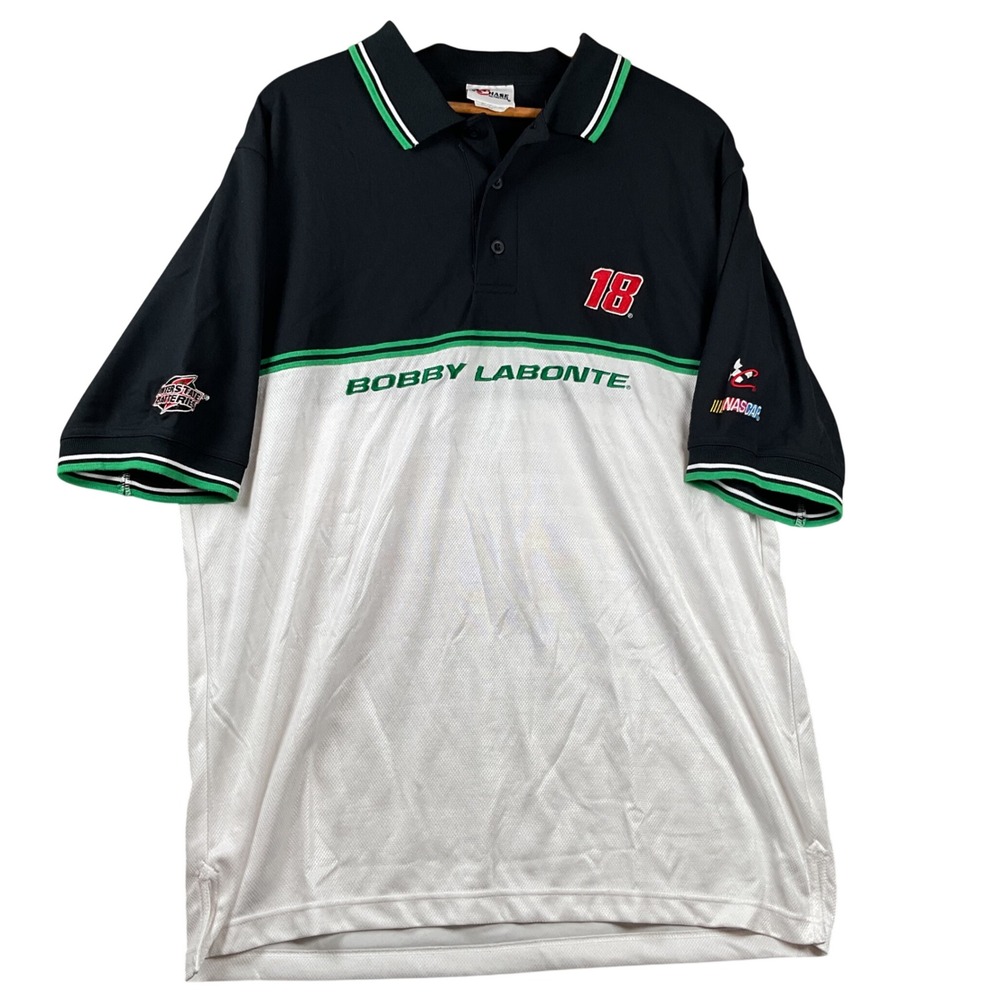 Vintage Chase Authentics Bobby Labonte NASCAR Polo Mens Large Black White #18